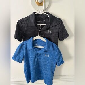 Under Armour Kids Polo Shirts - Charcoal and Sky Blue size 2T.